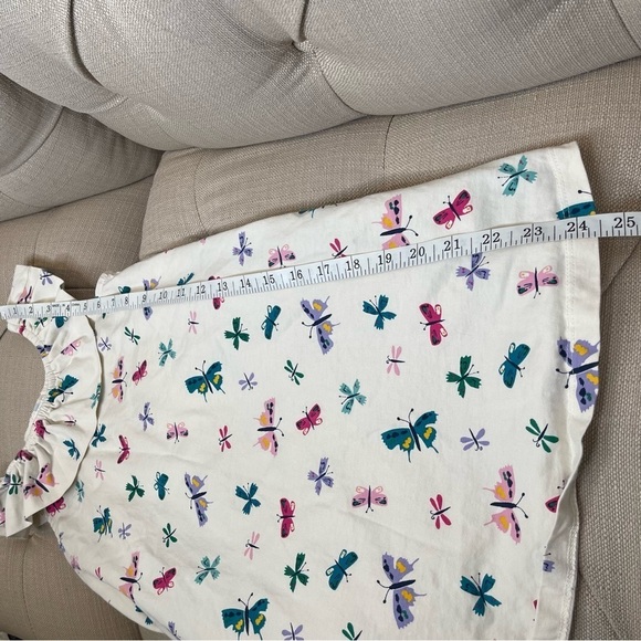 Bc: HANNA ANDERSSON RUFFLE NECK SWING CREAM DRESS ECRU BUTTERFLIES Sz 6-7_120cm - Picture 6 of 9
